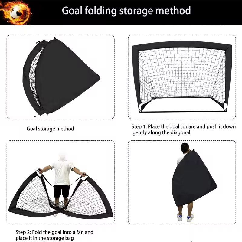 Lot de 2 filets de but de football portables 4ftx3ft avec étui de transport Équipement d'entraînement.