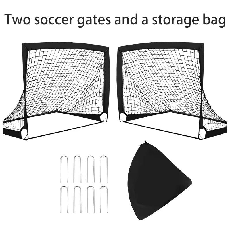 Lot de 2 filets de but de football portables 4ftx3ft avec étui de transport Équipement d'entraînement.